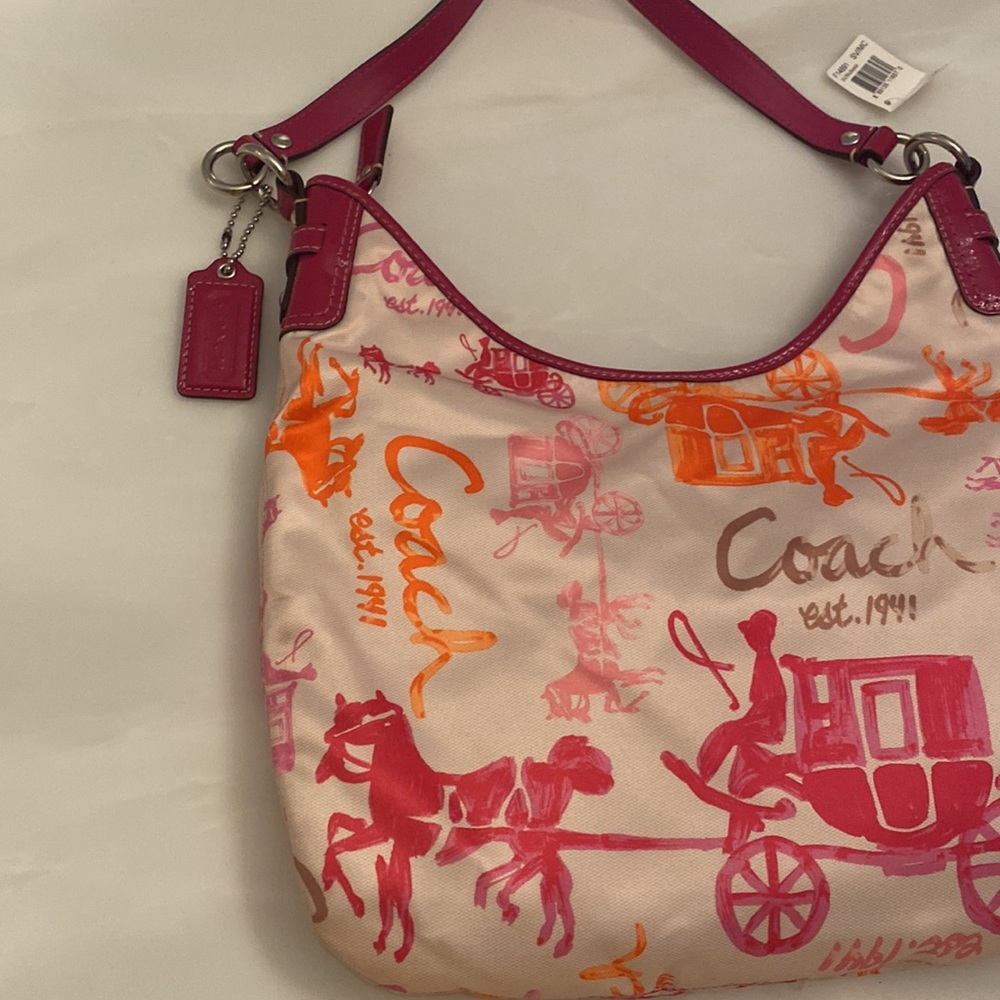 NWT Coach Multicolor Satin Leather Trim Horse and Carriage Crossbody bag - Picture 2 of 14